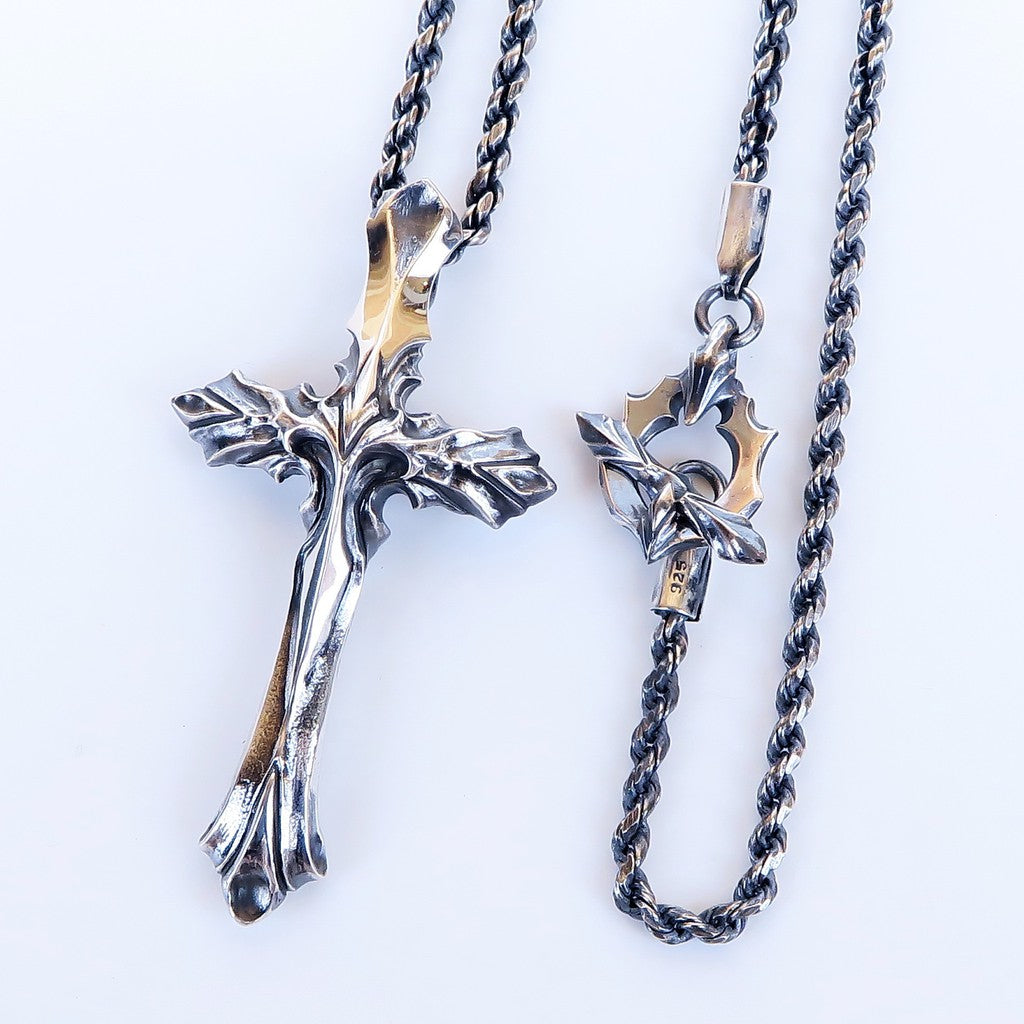 【Silver Monsters】前衛宗師日本 Glam Scale 機甲王經典哥特十字架 純銀項鍊(含鏈)