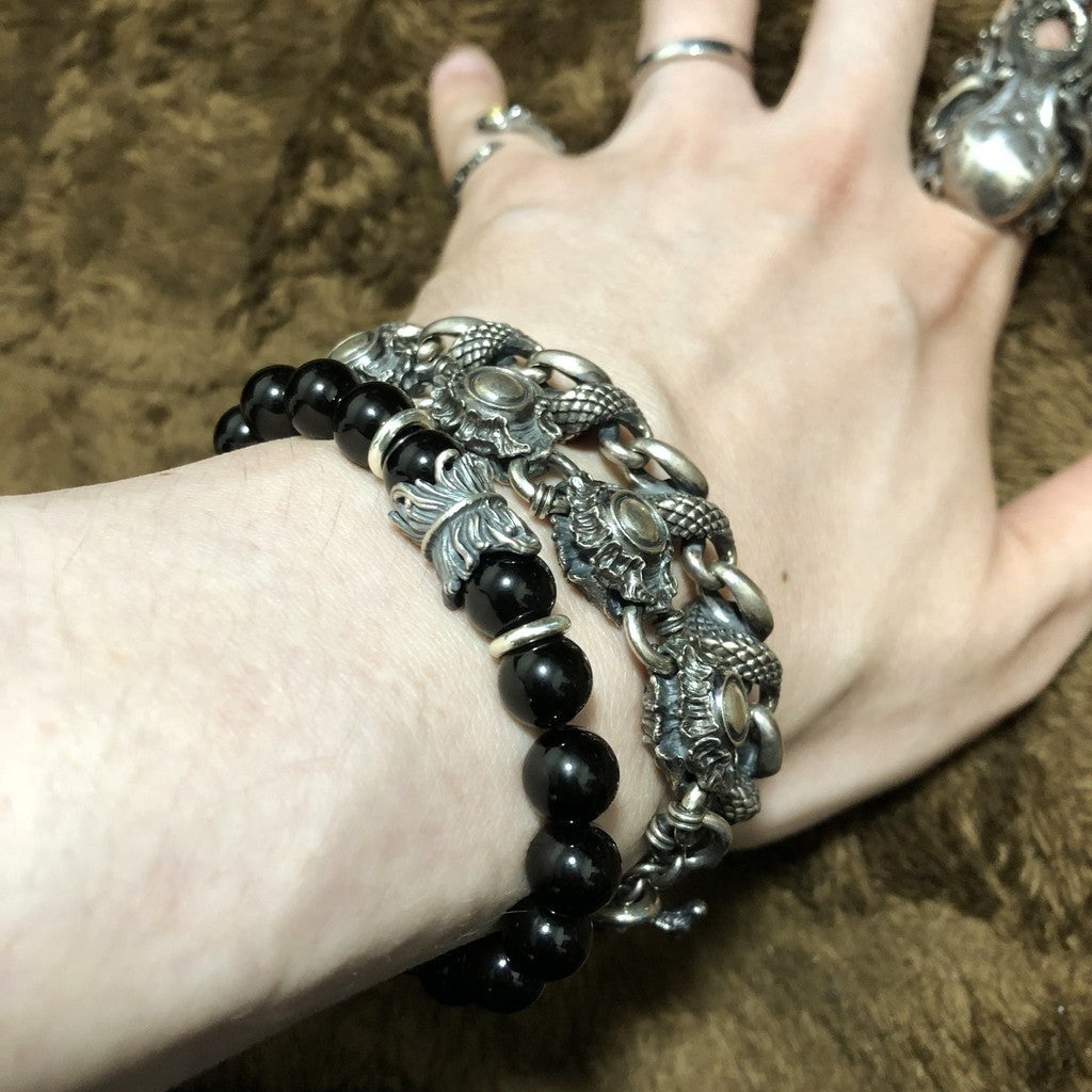 【Silver Monsters】日本新銳手作 Nil:GRAVE 特約品牌 雙面雕「蛇目」超厚實 純銀手鍊