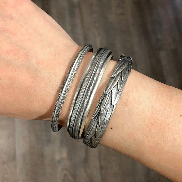 【Silver Monsters】日本雕畫雙絕 Dual Flow 杉山『羽』爆款手環 純銀手環