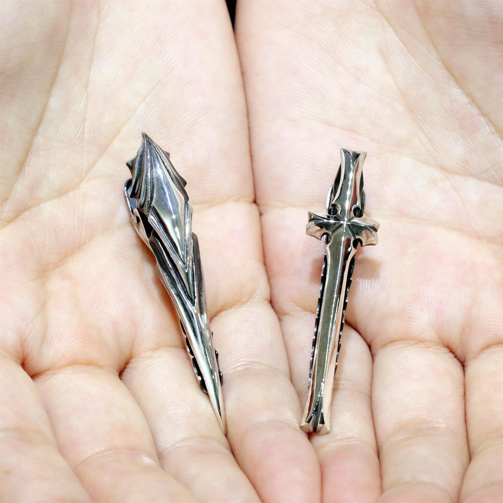 【Silver Monsters】前衛宗師日本Glam Scale 機甲王 手作流線 純銀領帶夾