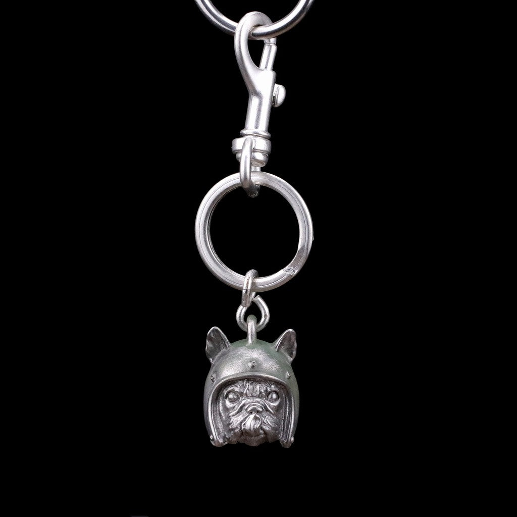 【Silver Monsters】台灣職人手作 KOPO METAL 動物安全帽鑰匙圈有耳朵 法鬥