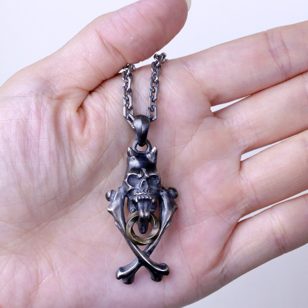 【Silver Monsters】日本一級神牌Loud Style Design 手作舊化 經典惡魔骷髏咬環 項墜