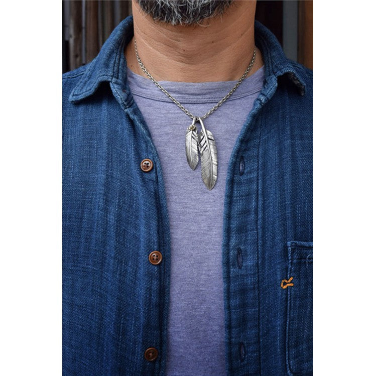 【Silver Monsters】日本Lucky John 18K點金星芒 銀羽墜飾 Y065XSGc