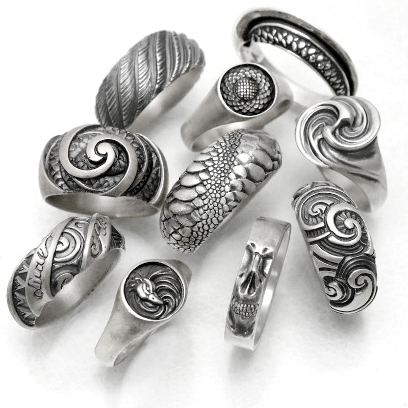 【Silver Monsters】日本雕畫雙絕 Dual Flow 細緻雕工 "繩文" 原創設計 手作 純銀戒指