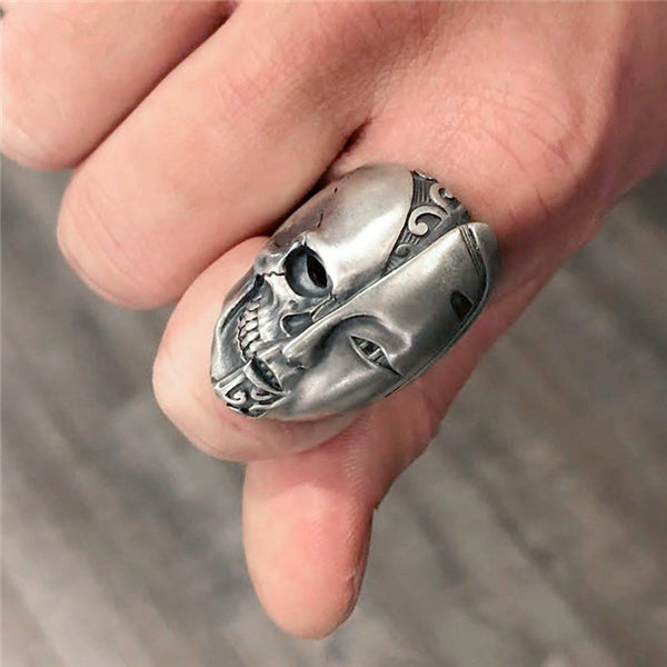 【Silver Monsters】日本雕畫雙絕 Dual Flow 「bluff面」雙極生死陰陽 手工 純銀戒指