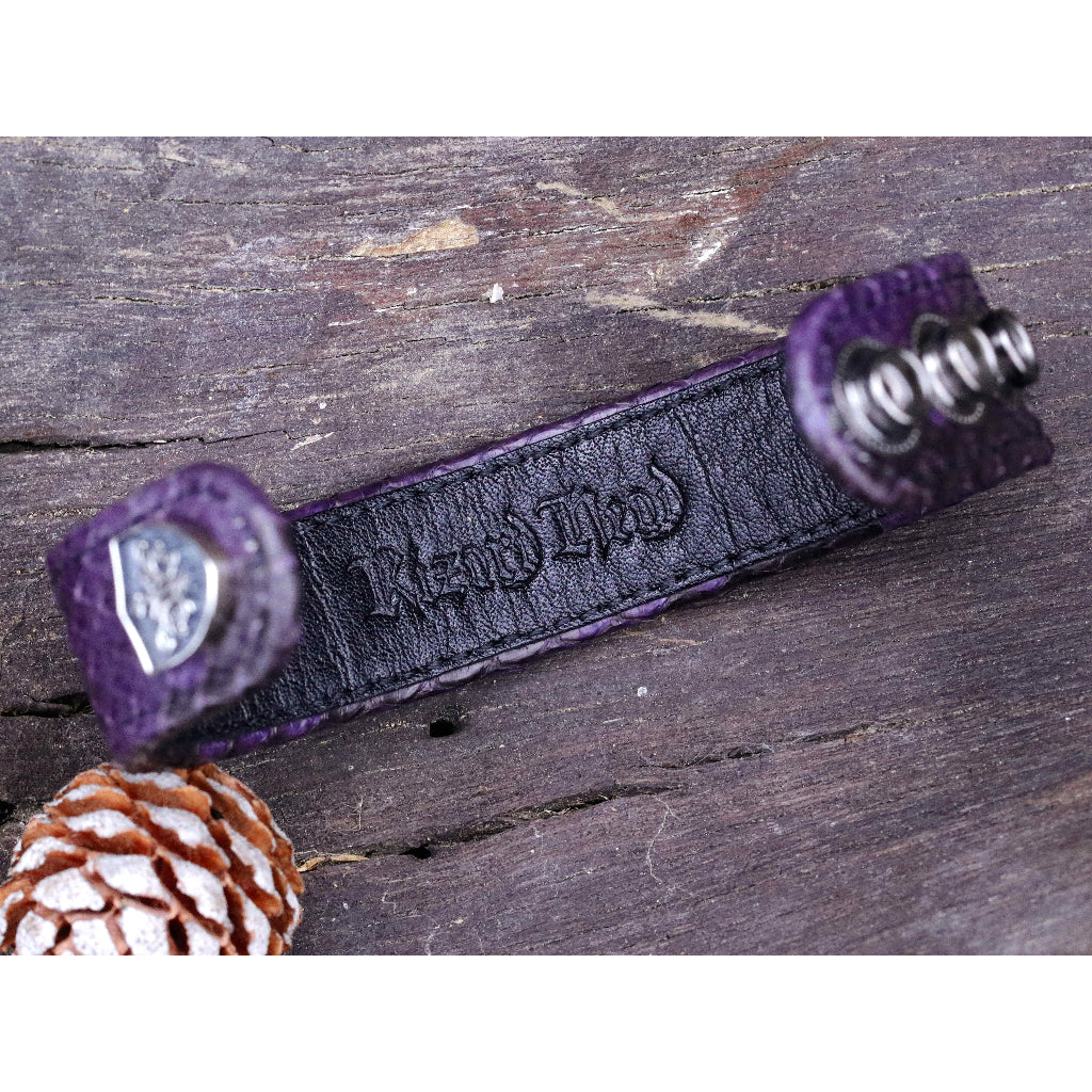 【Silver Monsters】日本SS天王級 Rizard Head 品牌盾徽925銀扣 消光紫蟒蛇皮手環