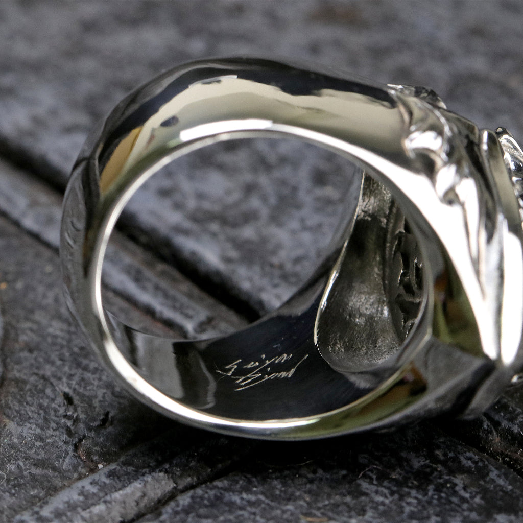 【Silver Monsters】前衛宗師 日本Glam Scale 機甲王 焰徽浮鑲 哥德雕花 厚版純銀戒指