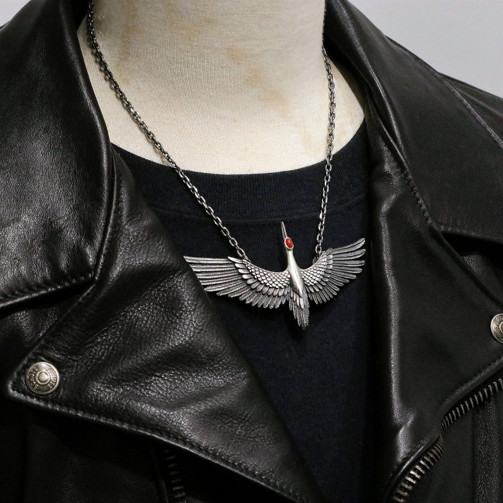 【Silver Monsters】日本雕畫雙絕 Dual Flow 手做原創 丹頂飛鶴 純銀吊墜