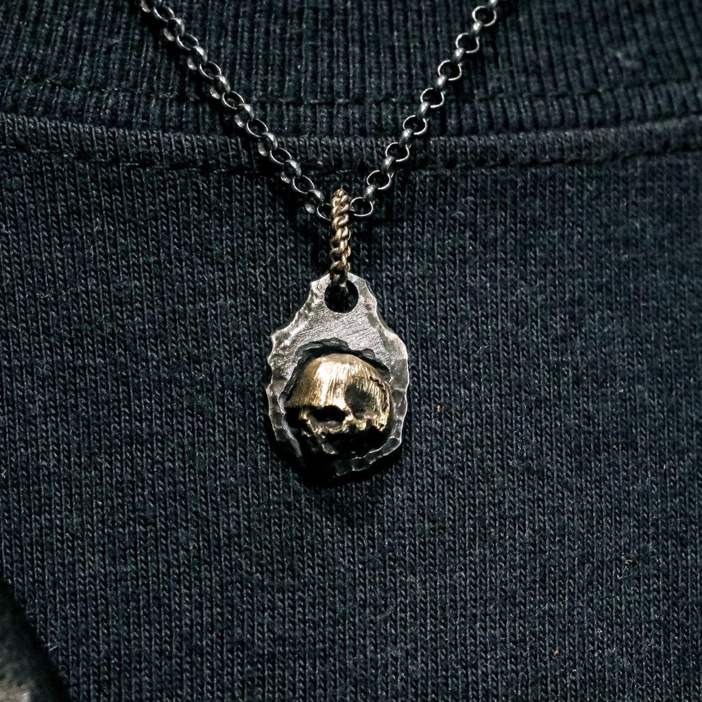 【Silver Monsters】日本一級神牌 Loud Style Design 原創 銀銅鑲嵌骷髏小墜 作舊破壞吊墜