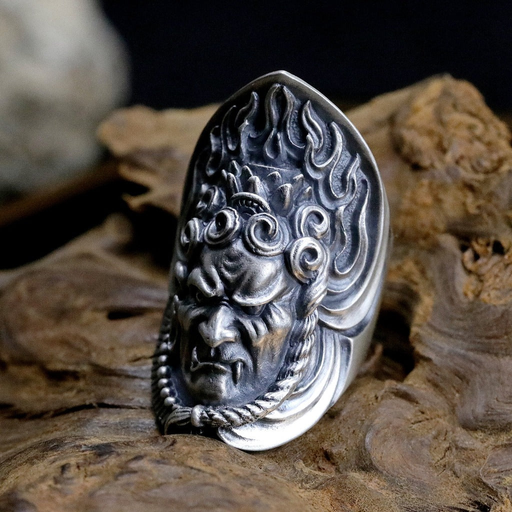 【Silver Monsters】日本雕畫雙絕 Dual Flow 原創手作 不動明王 純銀戒指