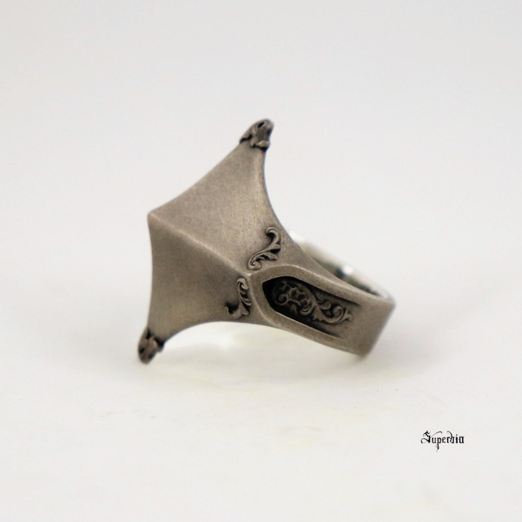 【Silver Monsters】日本暗系古典狂潮 Superbia 原創舊化噴砂 方尖碑A 純銀戒指