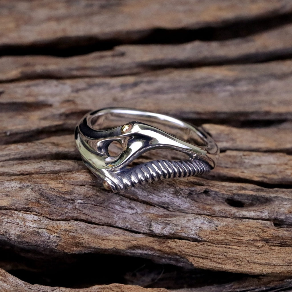 【Silver Monsters】日本手作曲線異形 Ability Normal VR-49 銀銅鑲嵌 原創銀飾戒指