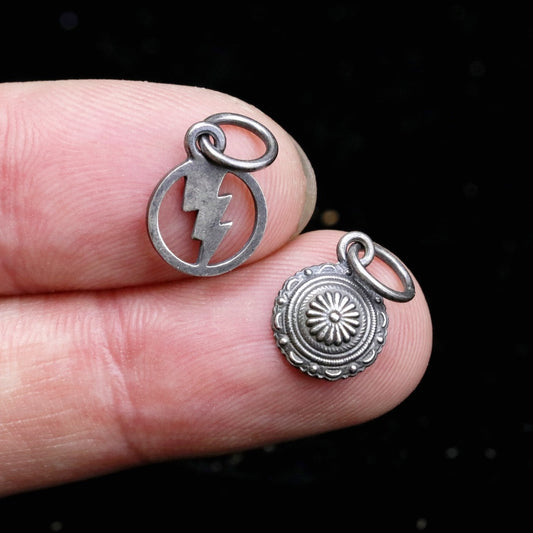 【Silver Monsters】SMS獨家 手工做舊 閃電/雕花銀貝 銀飾 配件 純銀吊墜 副墜