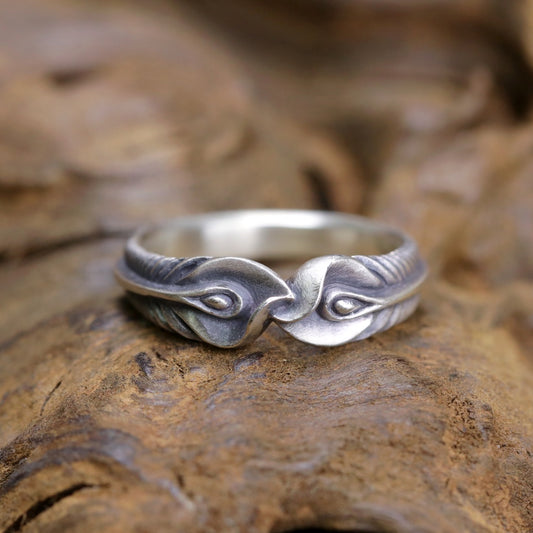 【Silver Monsters】日本雕畫雙絕 Dual Flow 原創設計 百搭手作 鳳凰翎羽 Ｓ 純銀戒指