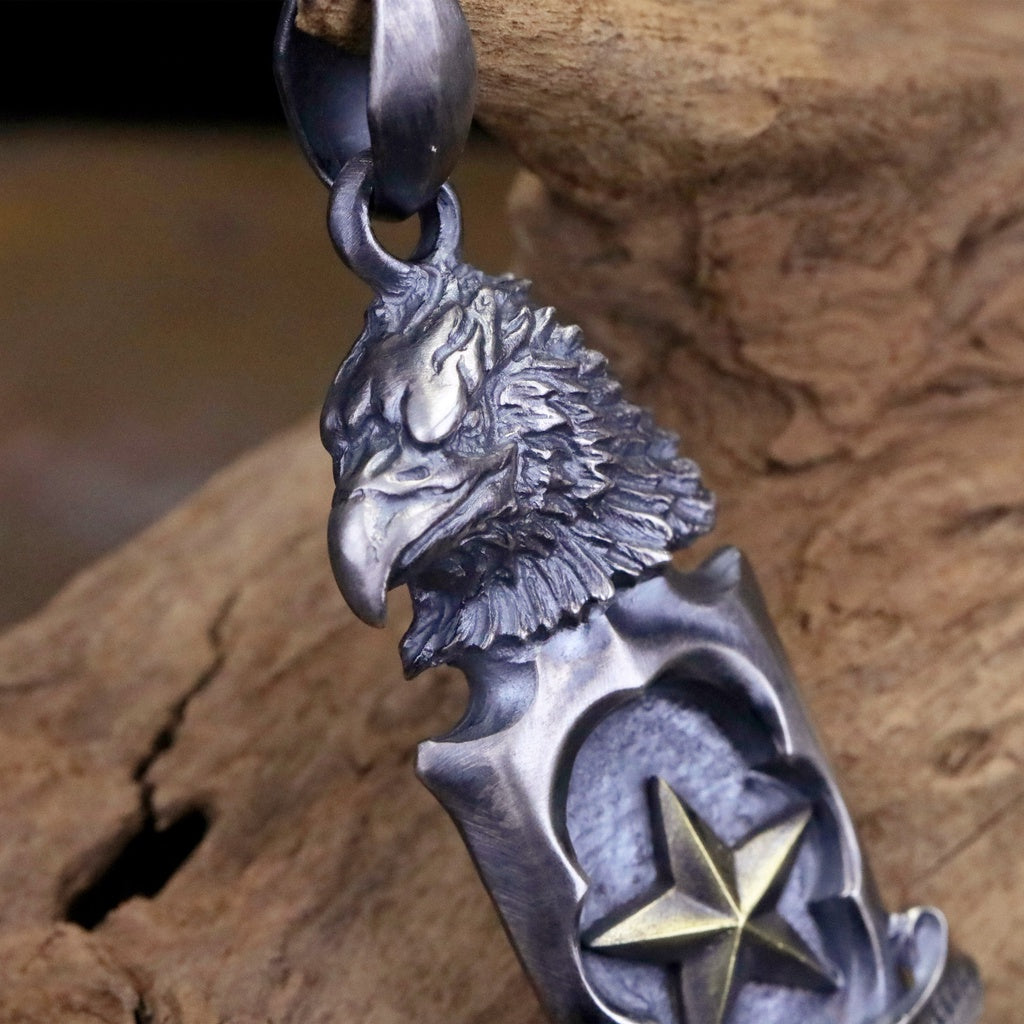 【Silver Monsters】日本一級神牌Loud Style Design 武骨狂豪 重磅巨鷹銅星 做舊純銀吊墜