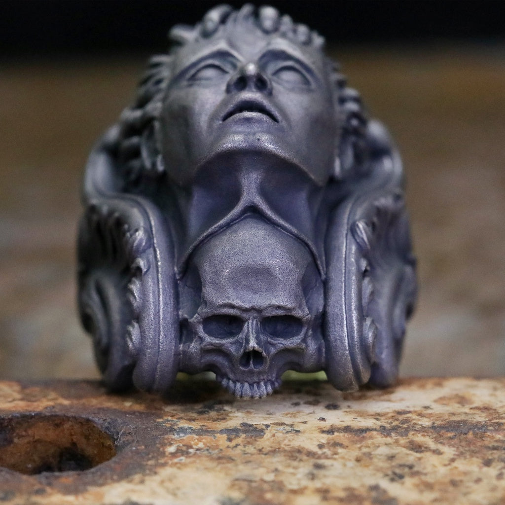 【Silver Monsters】日本暗系古典狂潮 Superbia 死之華 原創手做 舊化噴砂 純銀戒指