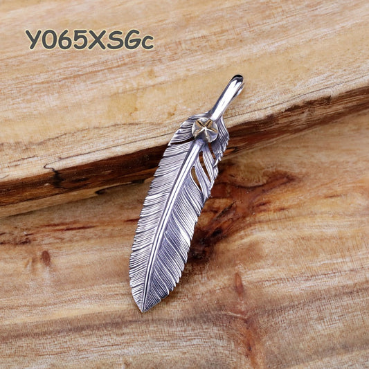 【Silver Monsters】日本Lucky John 18K點金星芒 銀羽墜飾 Y065XSGc