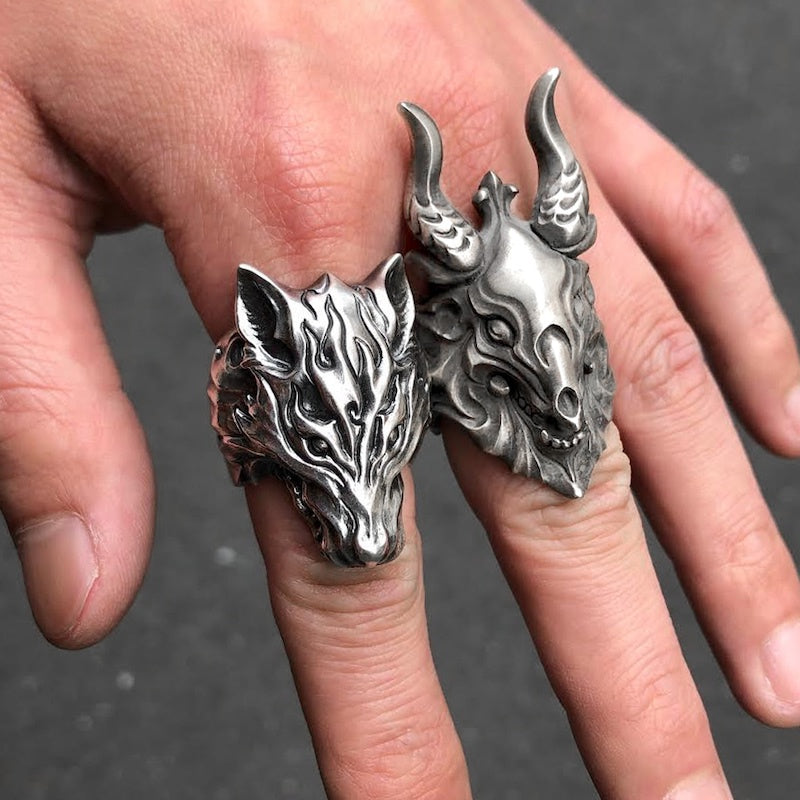 【Silver Monsters】前衛宗師日本Glam Scale 機甲王 2021全新力作 荒原岩狼 純銀戒指