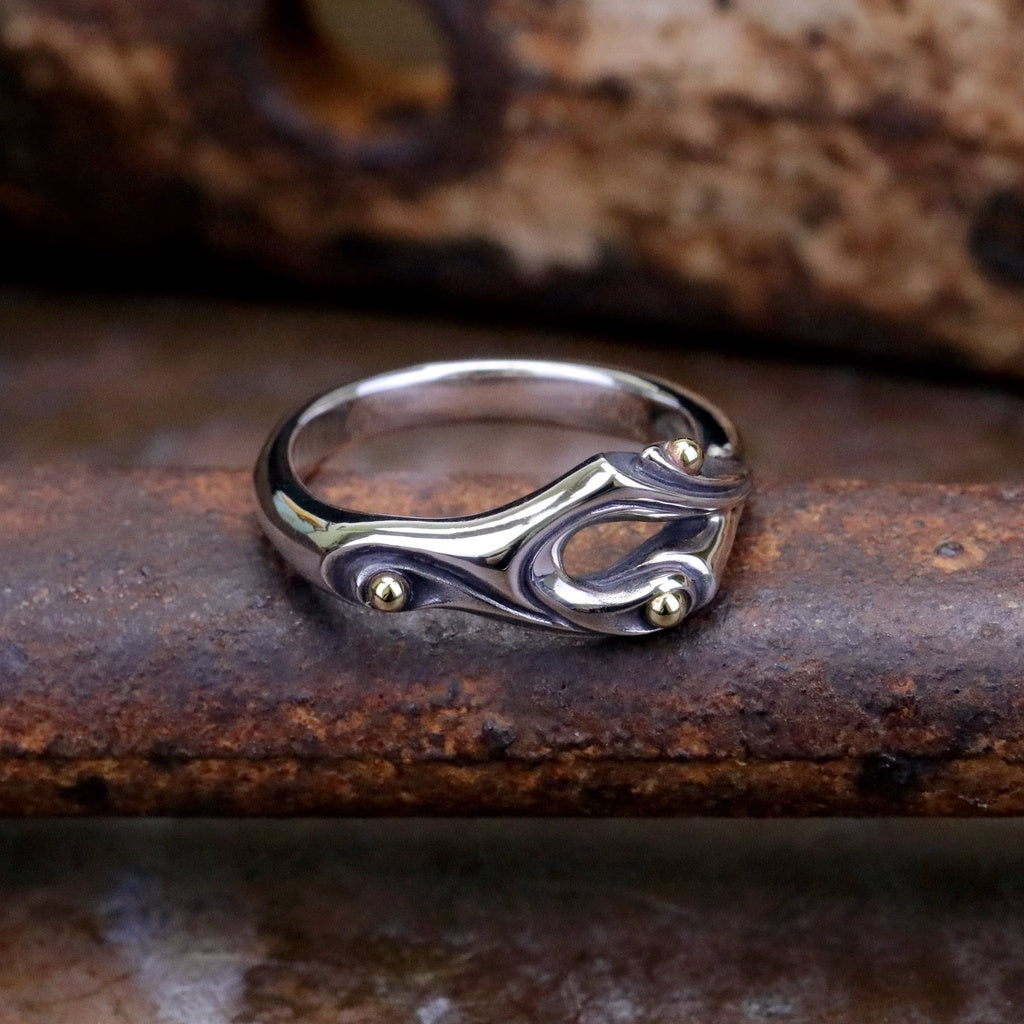 【Silver Monsters】日本手作 曲線異形 Ability Normal VR-48 銀銅鑲嵌 原創銀飾戒指