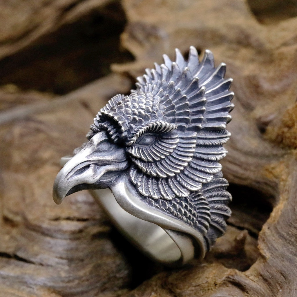 【Silver Monsters】日本雕畫雙絕 Dual Flow 原創設計 手作雙極鳳首 純銀戒指