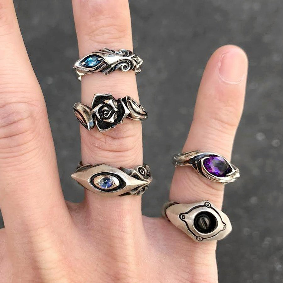 【Silver Monsters】日本Glam Scale 機甲王 Evolver系列 晶化玫瑰純銀戒指