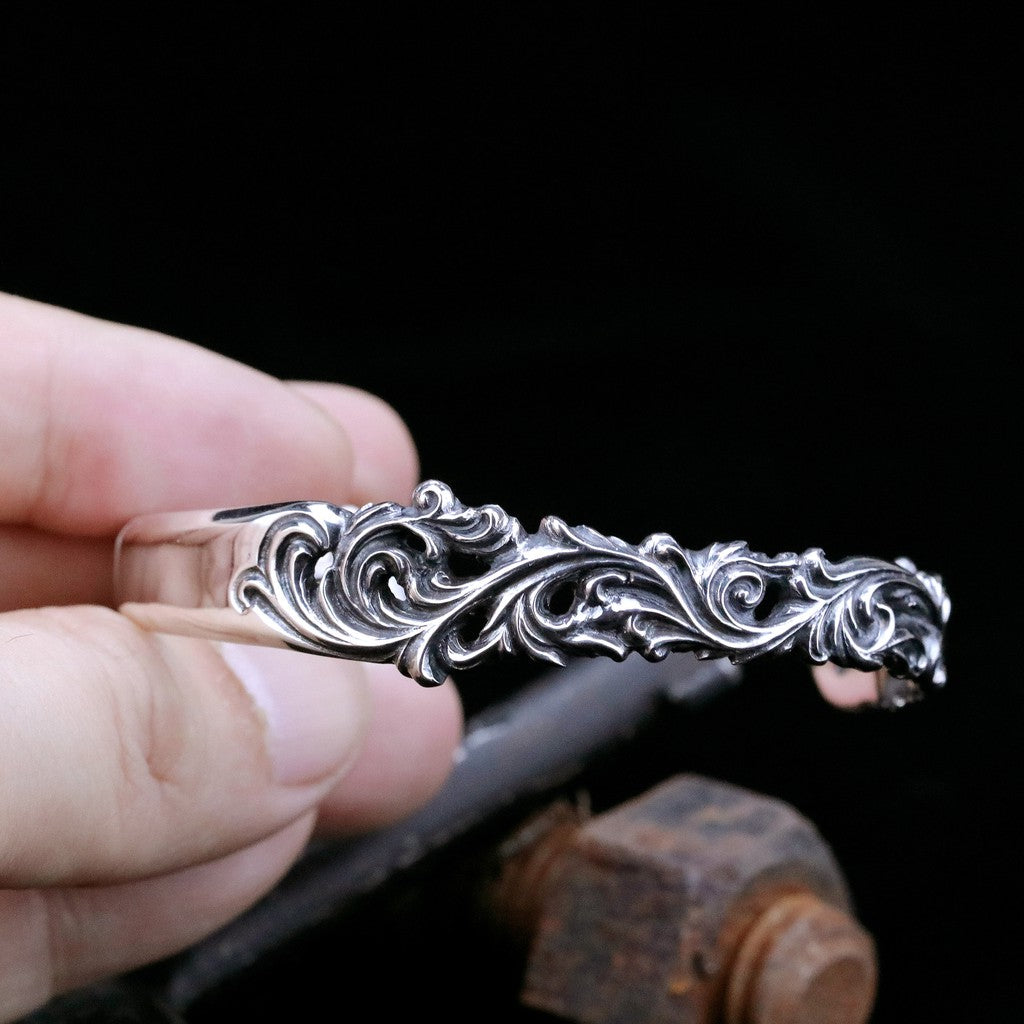 【Silver Monsters】日本一級神牌Loud Style Design 原創手作半鏡面 哥德雕花 純銀手環
