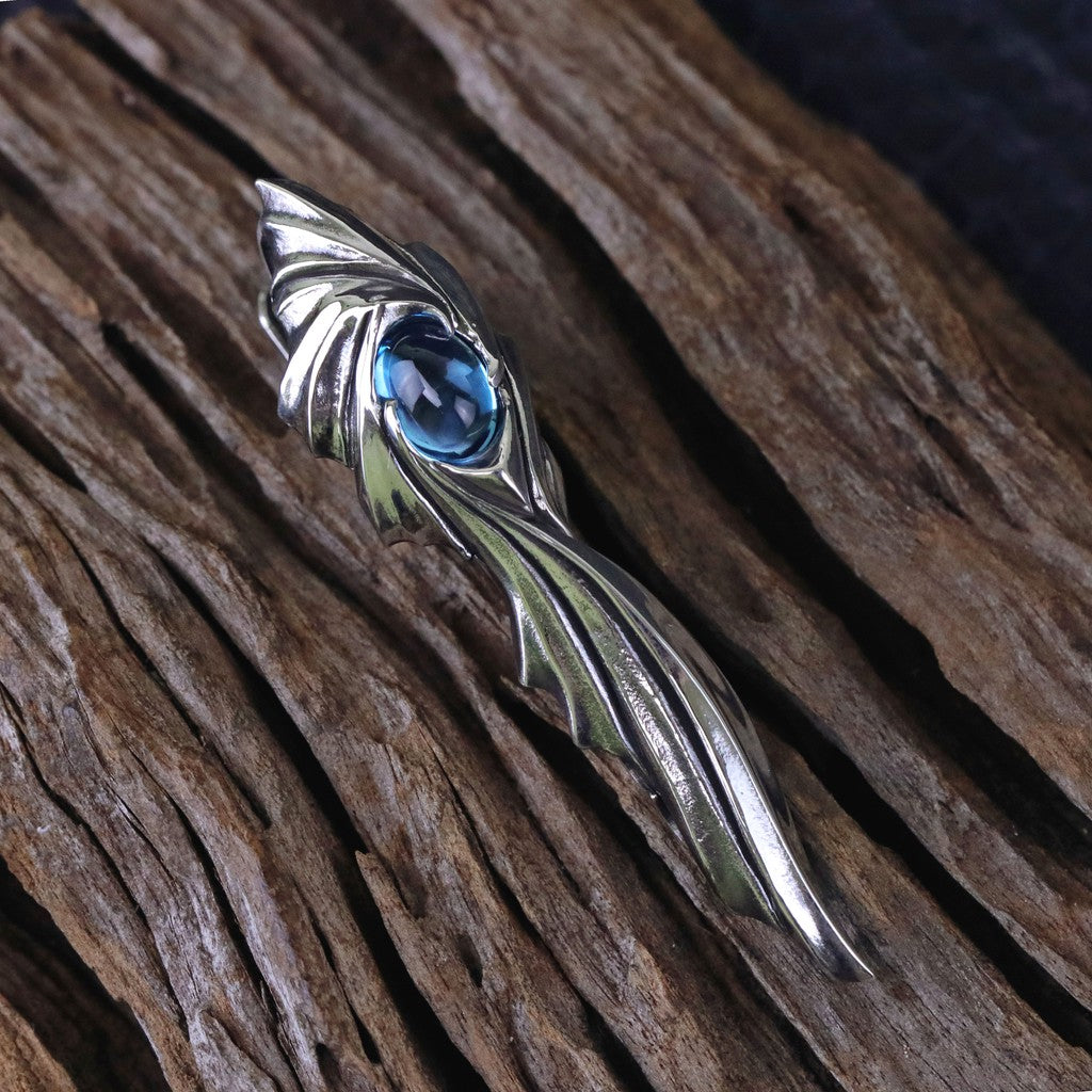 【Silver Monsters】前衛宗師日本 Glam Scale 機甲王 托帕寶石純銀領帶夾