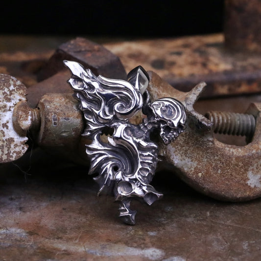 【Silver Monsters】日本前衛宗師 Glam Scale 機甲王 機甲骷髏天使 手作純銀吊墜