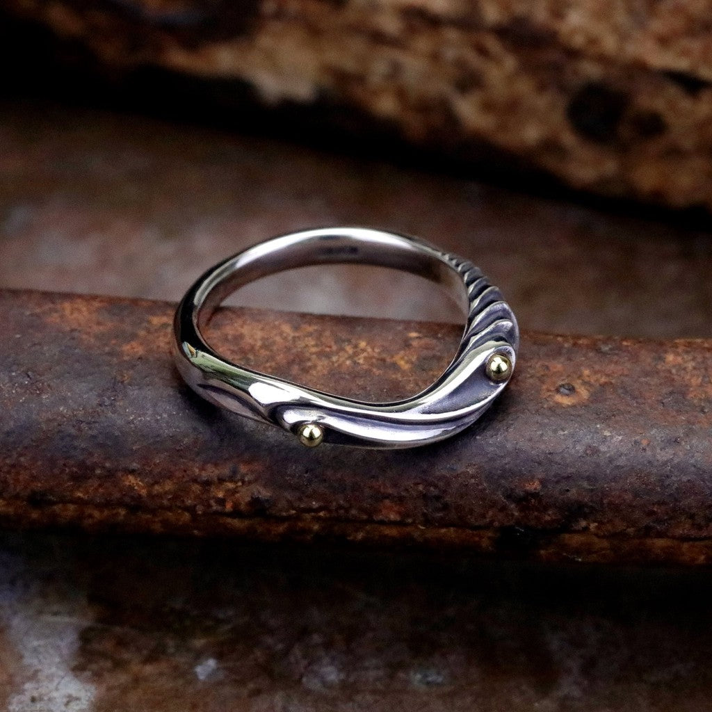 【Silver Monsters】日本手作 曲線異形 Ability Normal VR-47銀銅鑲嵌原創銀飾戒指