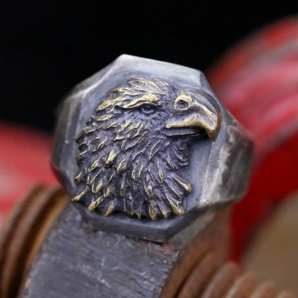 【Silver Monsters】日本一級神牌Loud Style Design 全手雕老鷹 銀銅鑲嵌 副手戒指