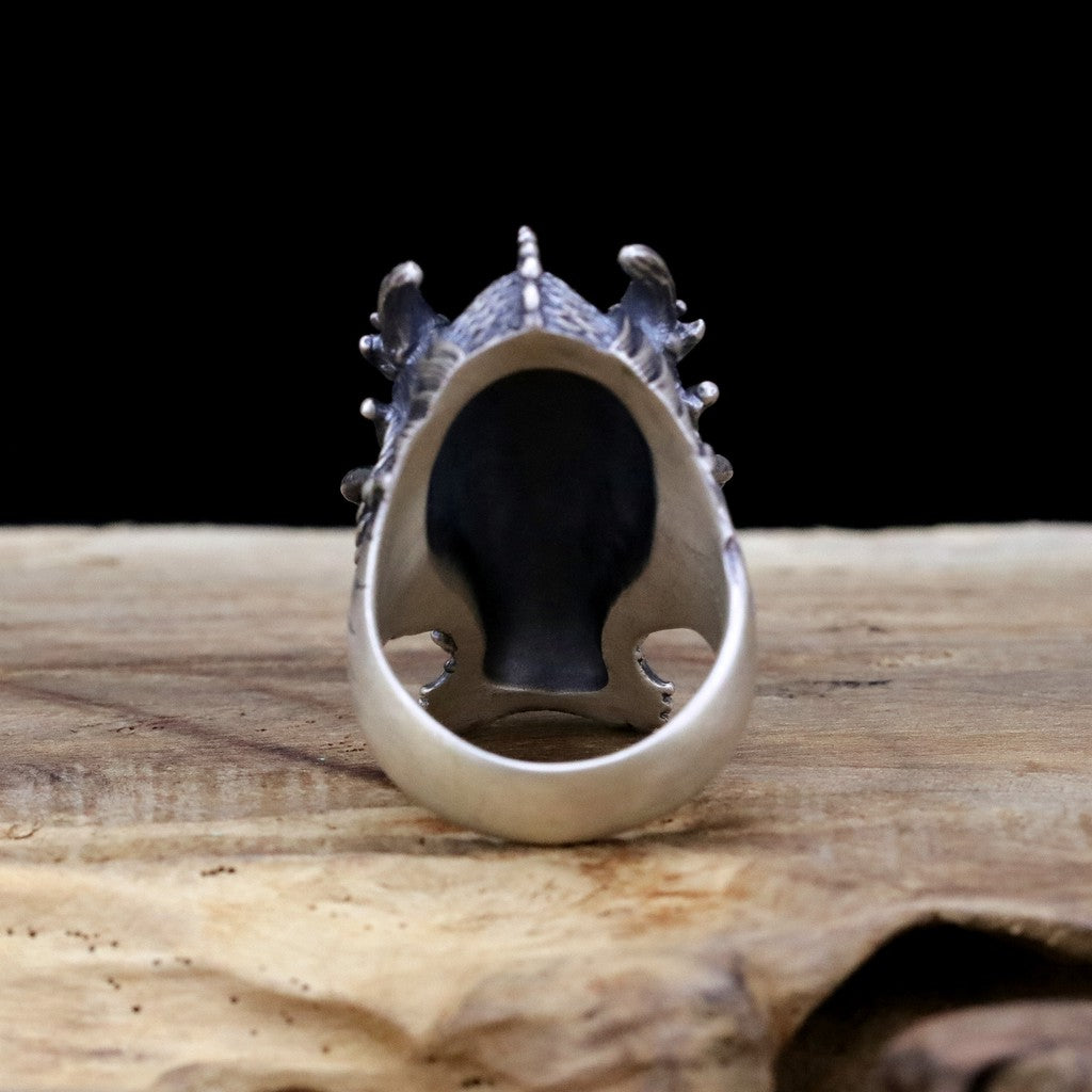 【Silver Monsters】日本雕畫雙絕 Dual Flow 細緻雕工 闊口怒目 "神龍" 純銀戒指