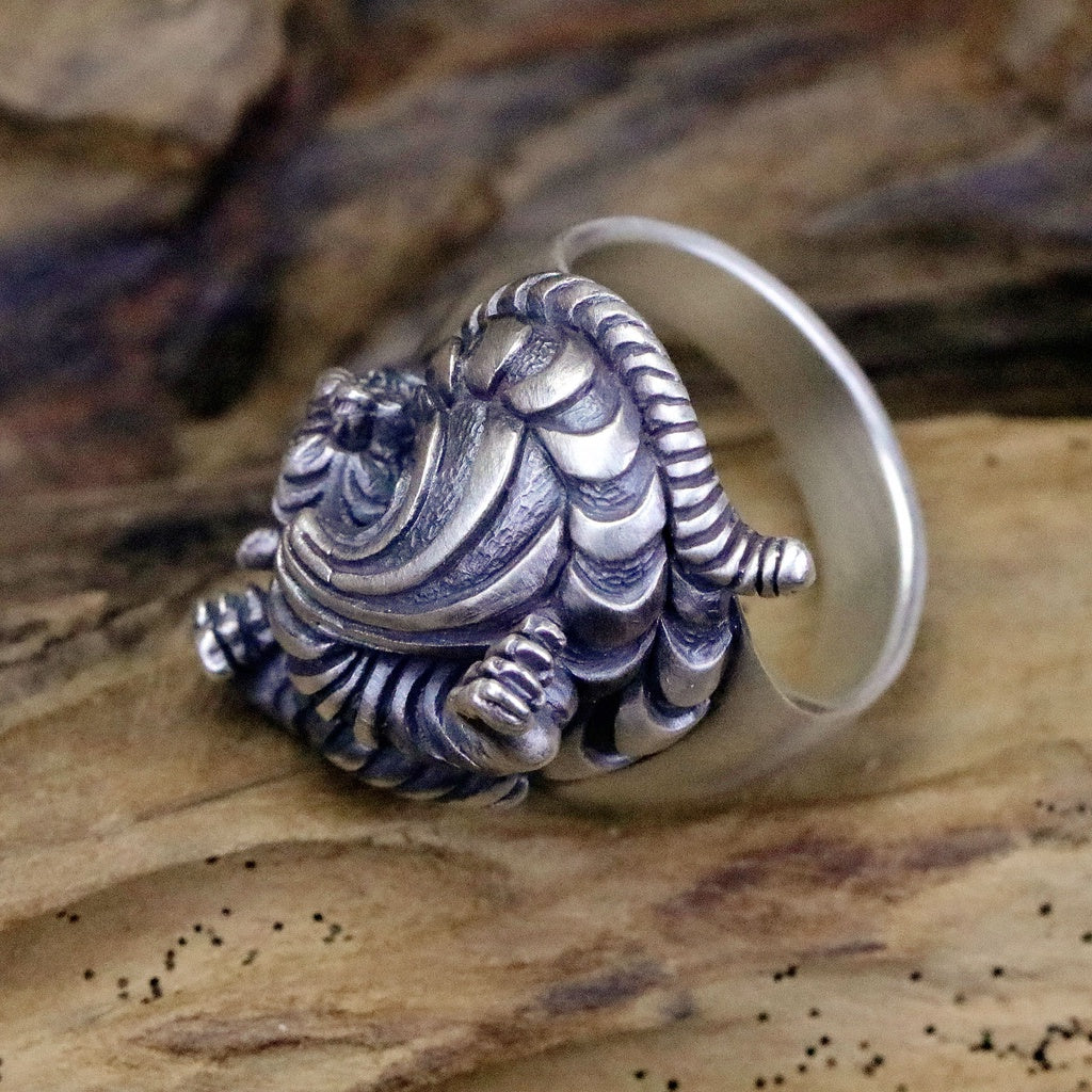 【Silver Monsters】日本雕畫雙絕 Dual Flow 手工銀飾 金虎年氣勢如虹 渦流盤虎戒指 S