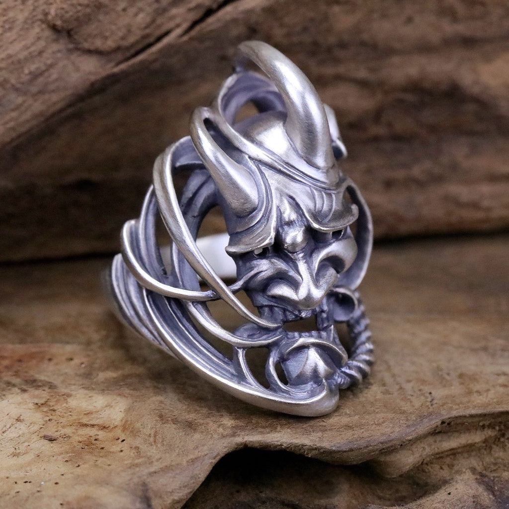 【Silver Monsters】日本雕畫雙絕 Dual Flow 原創設計 暴風流紋般若 925銀 精雕純銀戒指