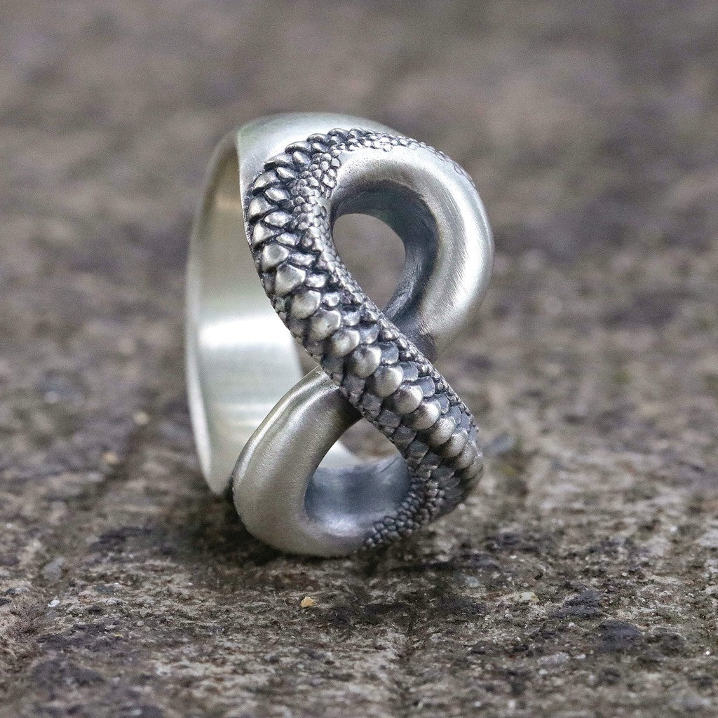 【Silver Monsters】日本雕畫雙絕 Dual Flow 銜尾蛇原創 無限MUGEN 純銀戒指