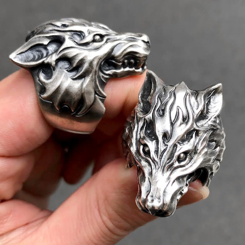 【Silver Monsters】前衛宗師日本Glam Scale 機甲王 2021全新力作 荒原岩狼 純銀戒指