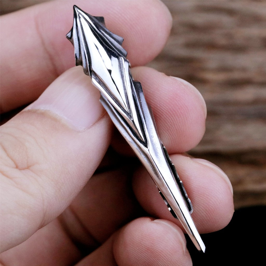 【Silver Monsters】前衛宗師日本Glam Scale 機甲王 手作流線 純銀領帶夾