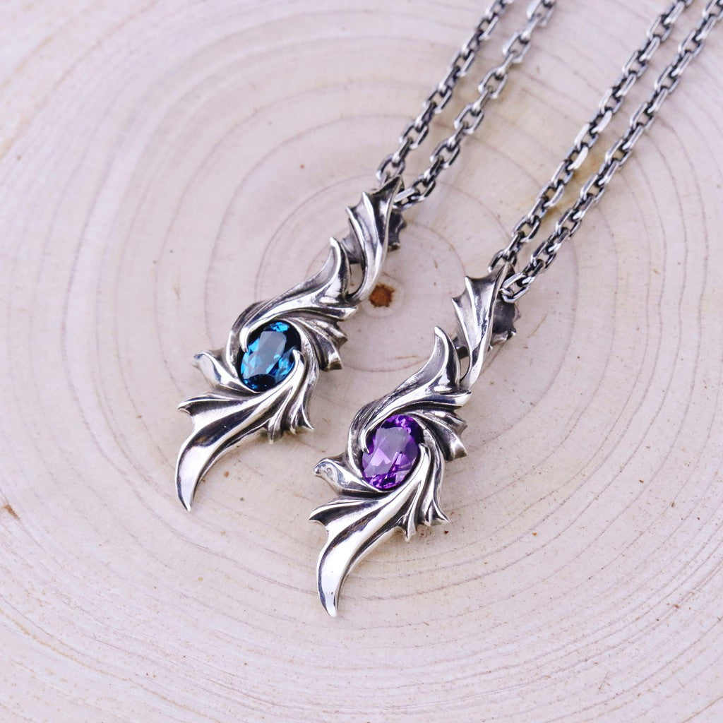 【Silver Monsters】日本前衛宗師 Glam Scale 機甲王 雕花鑲石小墜 純銀項鍊