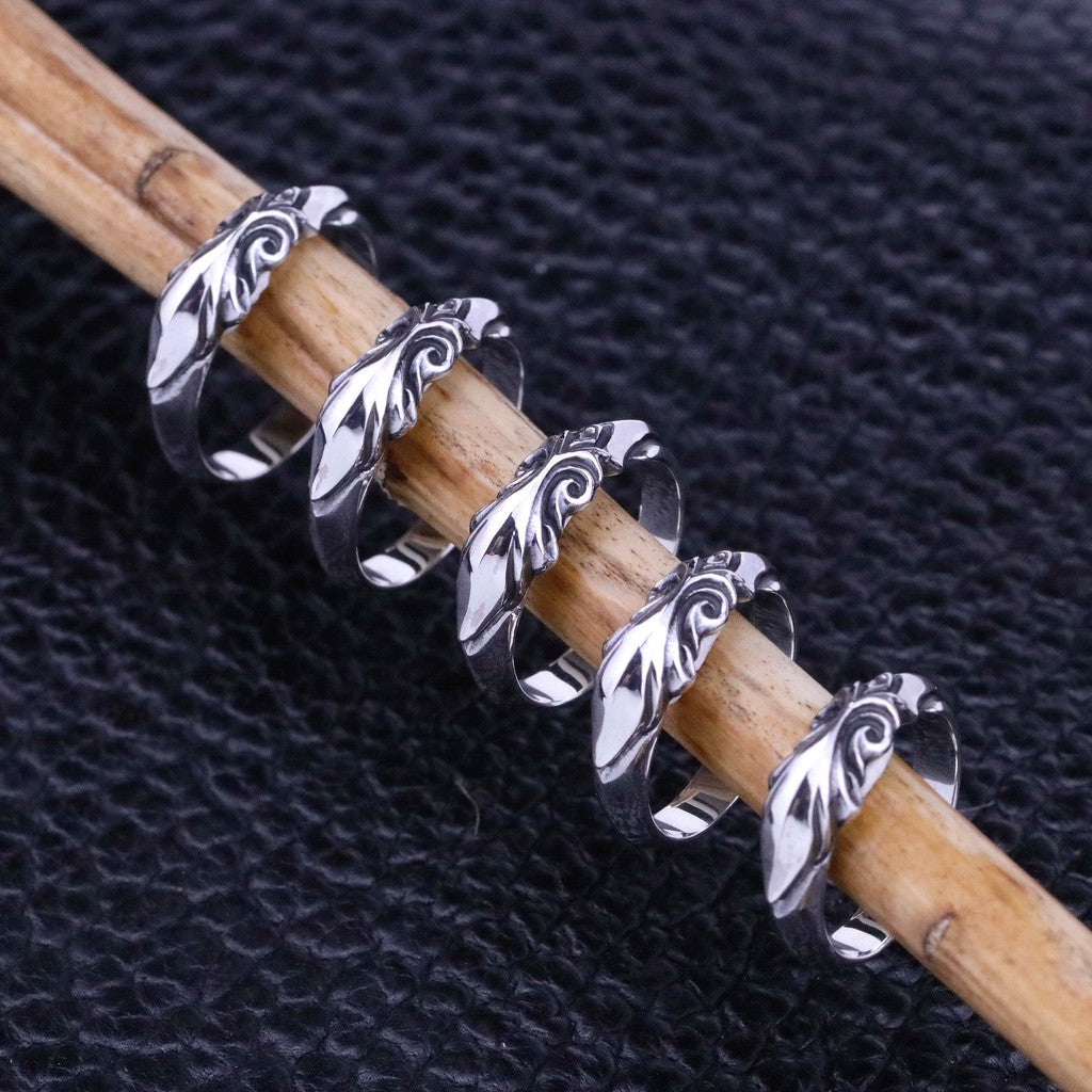 【Silver Monsters】日本 Glam Scale 機甲王 立體植物結晶雕花 純銀小戒指 銀飾