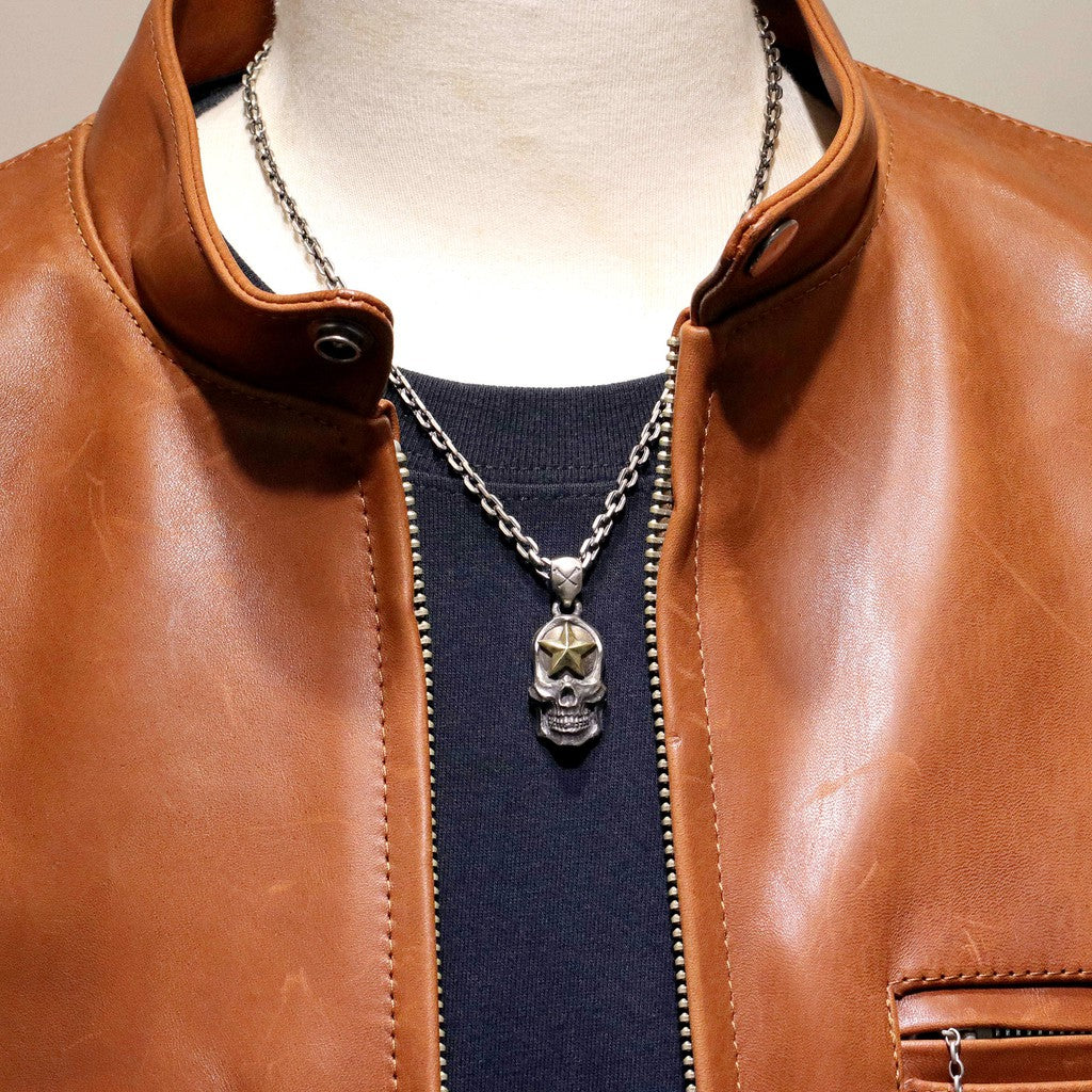 【Silver Monsters】日本一級神牌Loud Style Design 手作舊化 黃銅五芒星 純銀骷髏 吊墜