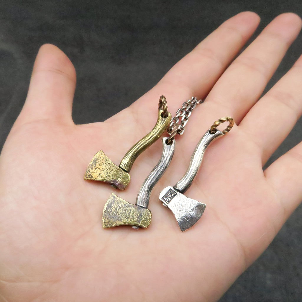 【Silver Monsters】台灣職人手作KOPO METAL 立體做舊 銀/銅小斧頭 墜子 吊墜