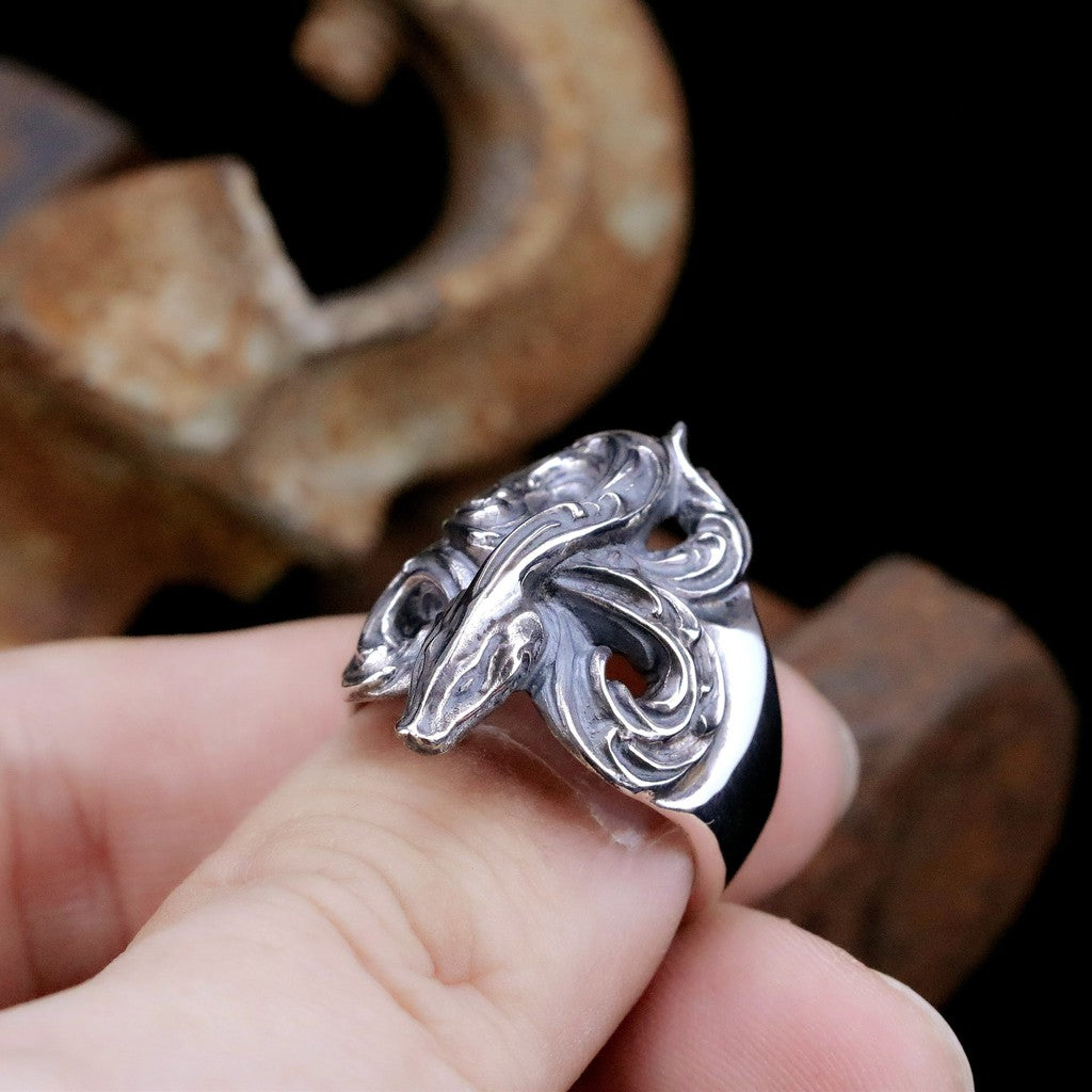【Silver Monsters】日本一級神牌Loud Style Design 細緻雕刻 原創歌德風唐草蛇 戒指