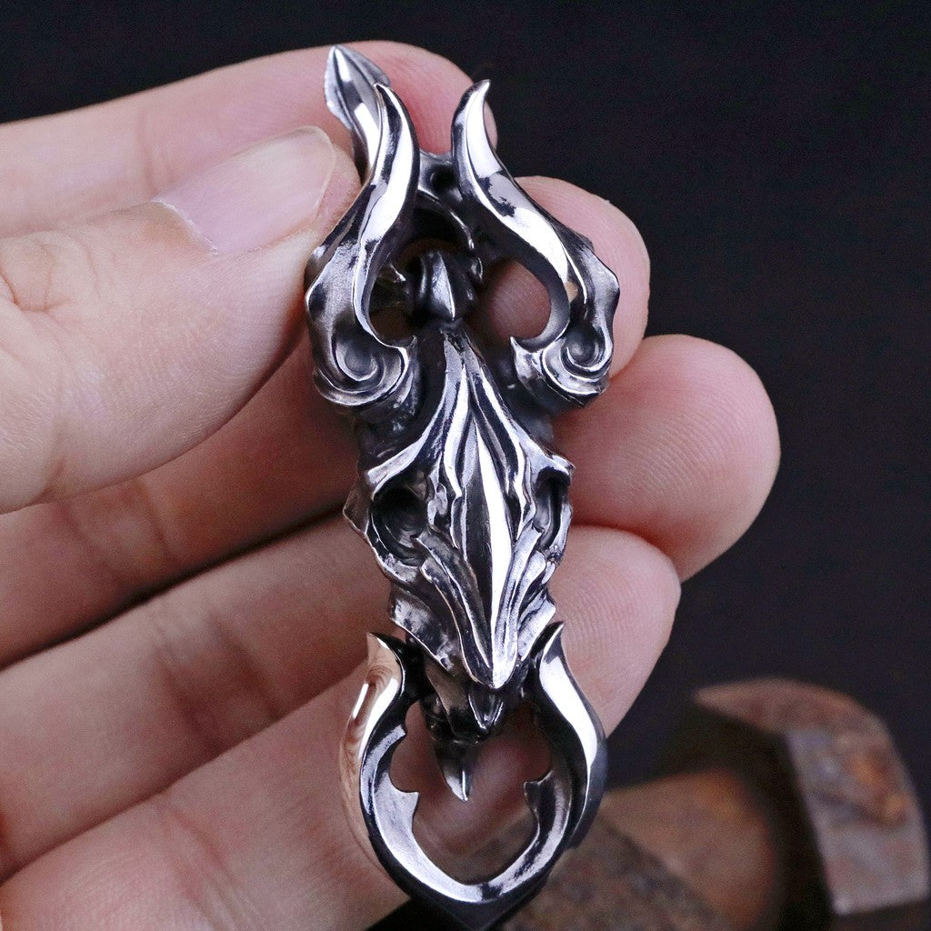 【Silver Monsters】日本前衛宗師Glam Scale 機甲王 羊角惡魔咬環 手工做舊墜飾