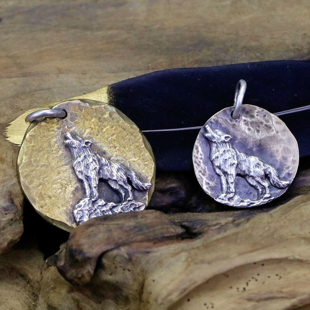 【Silver Monsters】台灣職人手作 KOPO METAL 手鍛銅月 芒刻精雕 孤狼嘯月S 原創吊墜