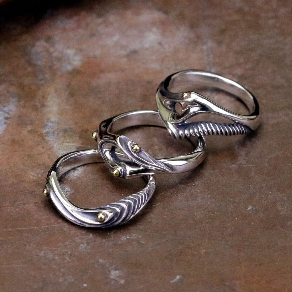 【Silver Monsters】日本手作 曲線異形 Ability Normal VR-47銀銅鑲嵌原創銀飾戒指