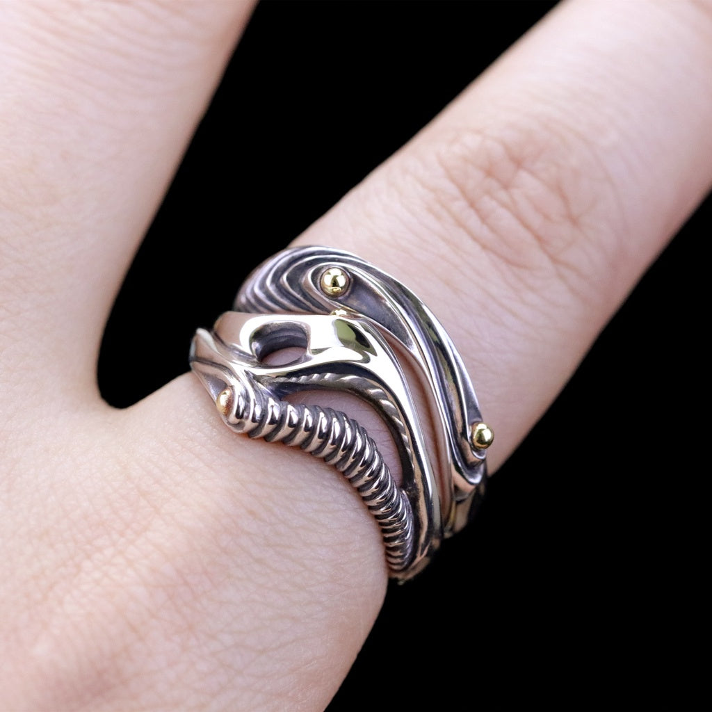 【Silver Monsters】日本手作曲線異形 Ability Normal VR-49 銀銅鑲嵌 原創銀飾戒指