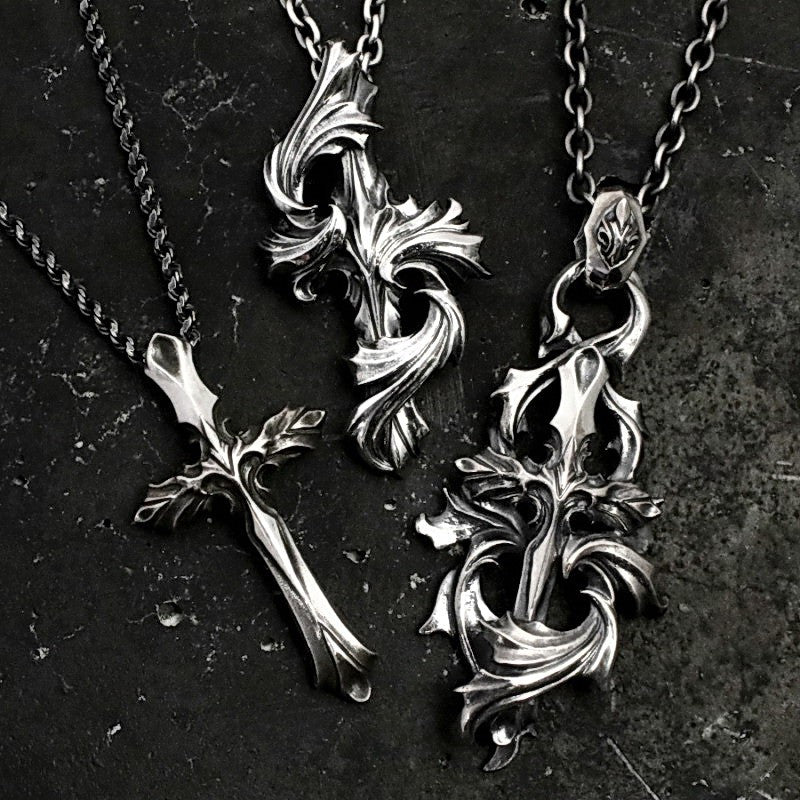 【Silver Monsters】日本Glam Scale機甲王 歌德雕花鑲嵌十字 純銀吊墜