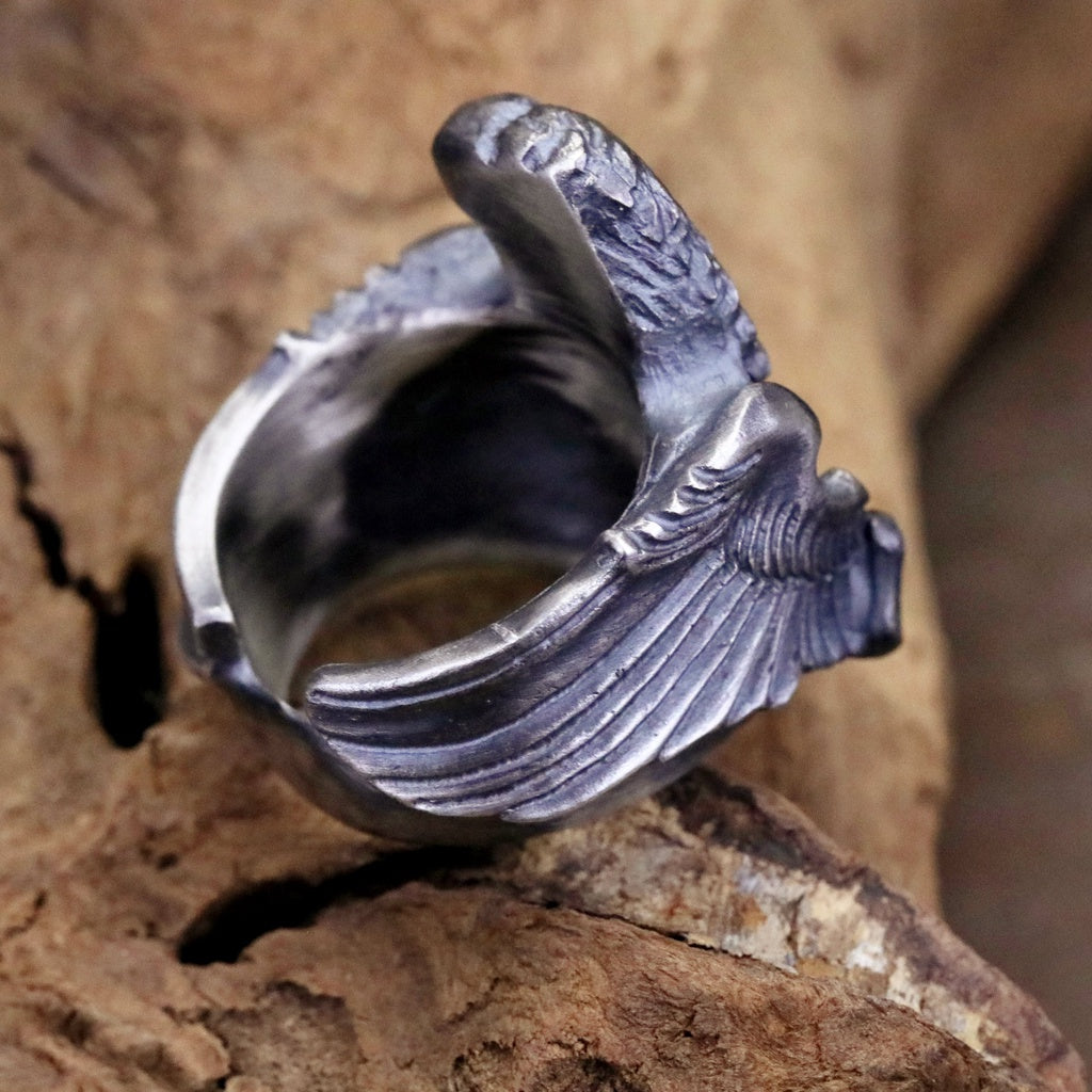 【Silver Monsters】日本一級神牌Loud Style Design 武骨狂豪 究極手雕立體巨鷹 純銀戒指