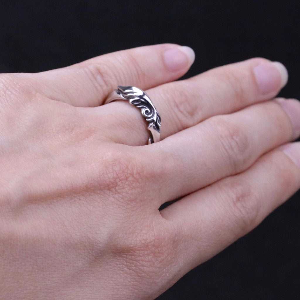 【Silver Monsters】日本 Glam Scale 機甲王 立體植物結晶雕花 純銀小戒指 銀飾