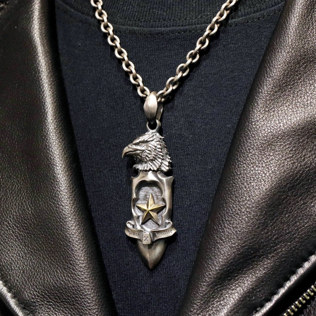 【Silver Monsters】日本一級神牌Loud Style Design 武骨狂豪 重磅巨鷹銅星 做舊純銀吊墜
