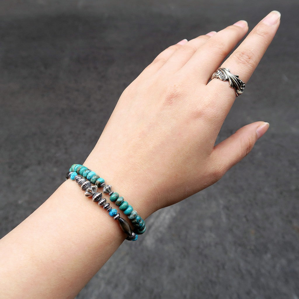 【Silver Monsters】日本手作Kazoo 美產精選 綠松石/銀貝 可調節式手鍊